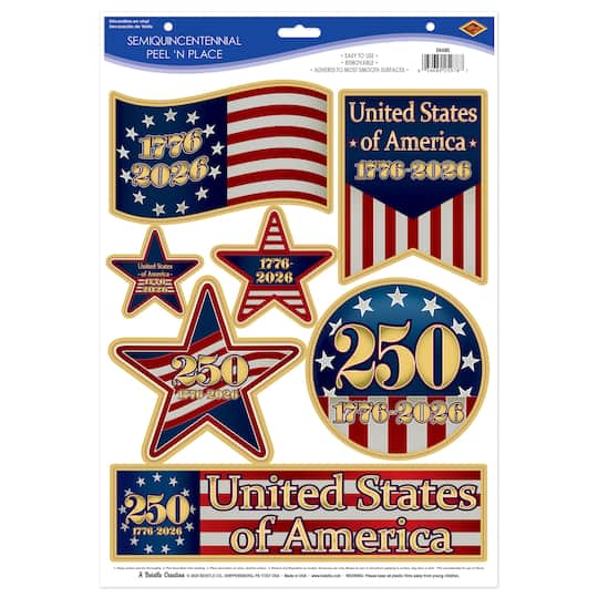 Beistle Semiquincentennial Peel 'N Place Decal Stickers, 14ct.